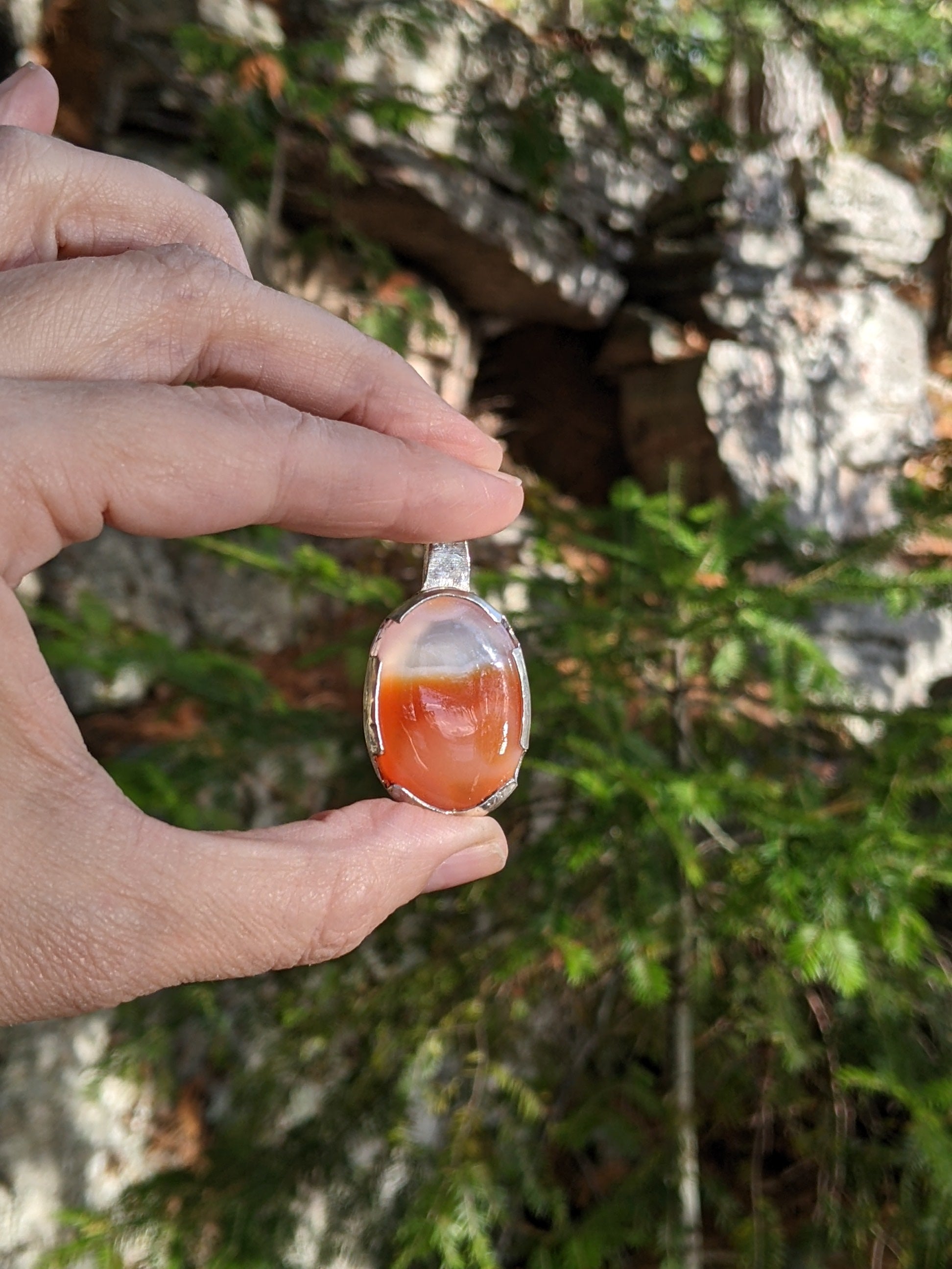 Carnelian Pendant in Sterling Silver – Echoes of the Lake Collection