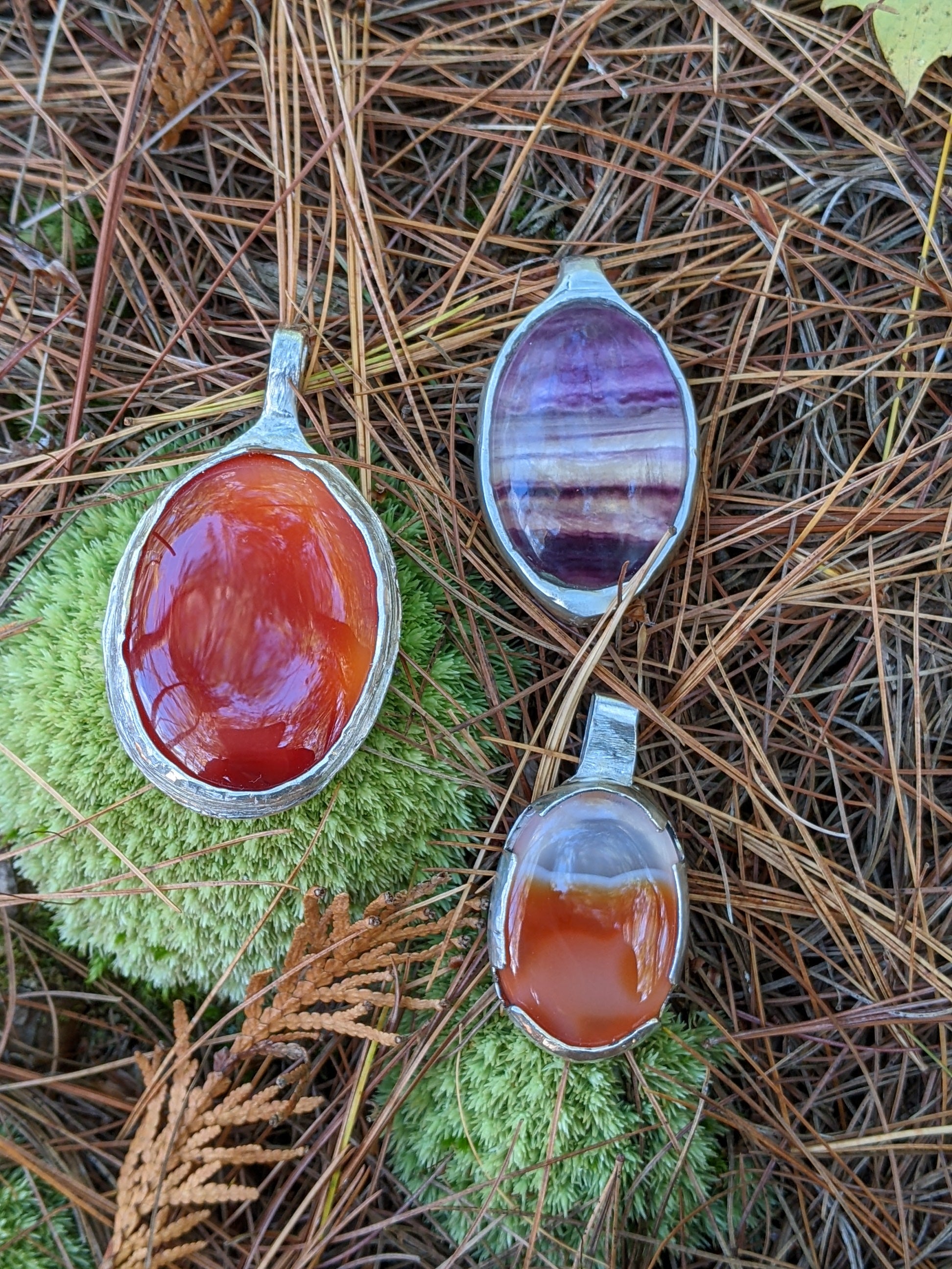 Large Carnelian Necklace in Sterling Silver – Statement Piece Echoes of the Lake Collection