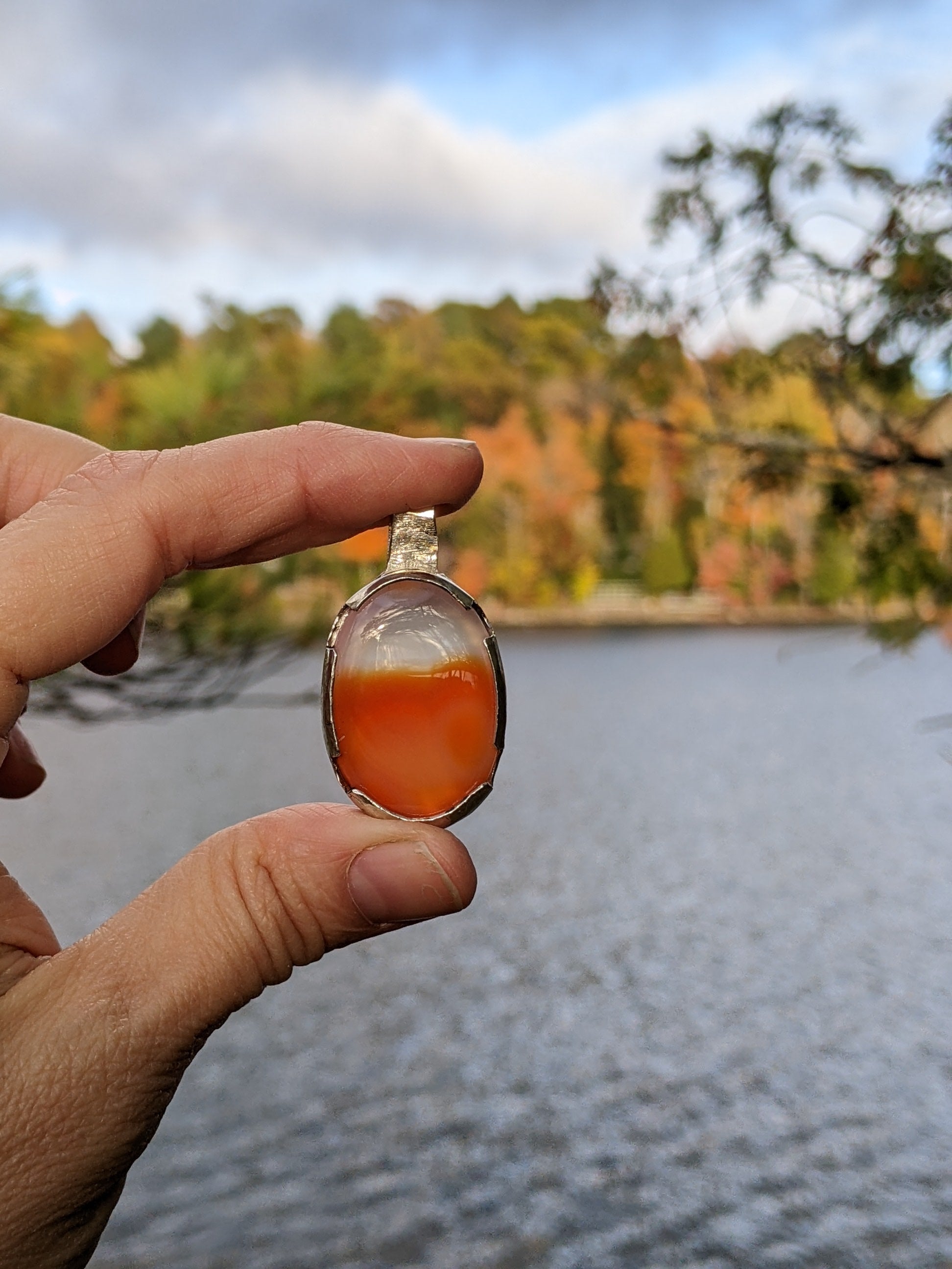 Carnelian Pendant in Sterling Silver – Echoes of the Lake Collection