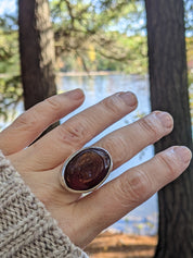 Carnelian Cabochon Ring in Sterling Silver – Organic Elegance Echoes of the Lake Collection