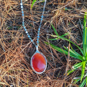 Large Carnelian Necklace in Sterling Silver – Statement Piece Echoes of the Lake Collection