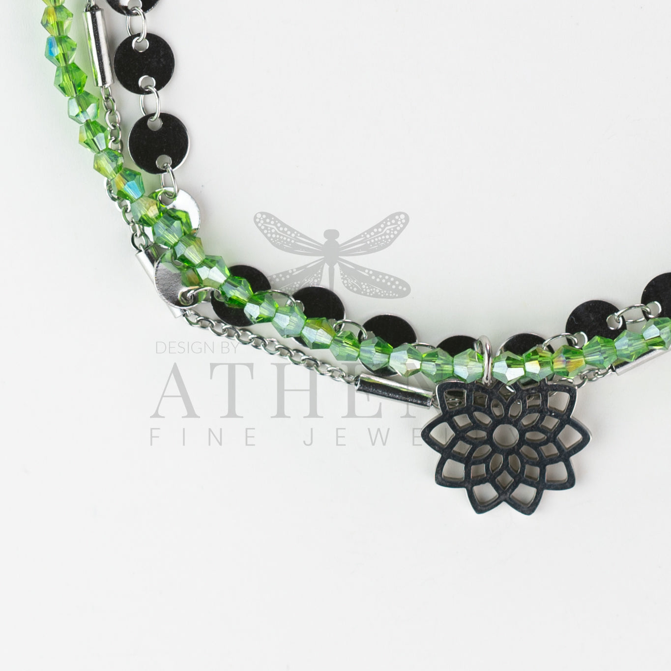 Sample Sale: Green Mandala Anklet Set in Stainless Steel