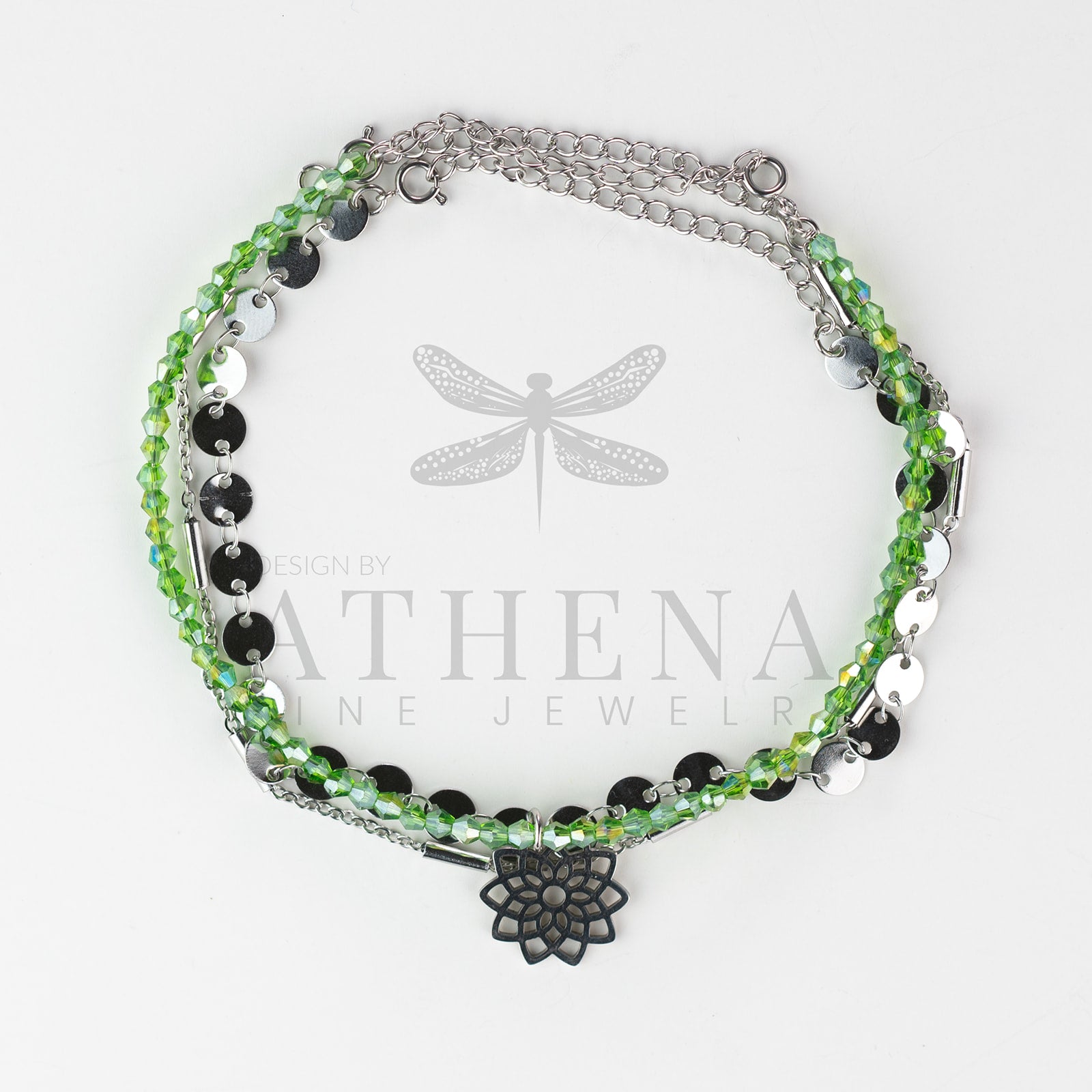 Sample Sale: Green Mandala Anklet Set in Stainless Steel