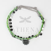 Sample Sale: Green Mandala Anklet Set in Stainless Steel