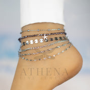 Sample Sale: My Purple Starfish Anklet Set in Stainless Steel