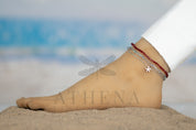 Sample Sale: Signal Red Half & Half Anklet in Stainless Steel