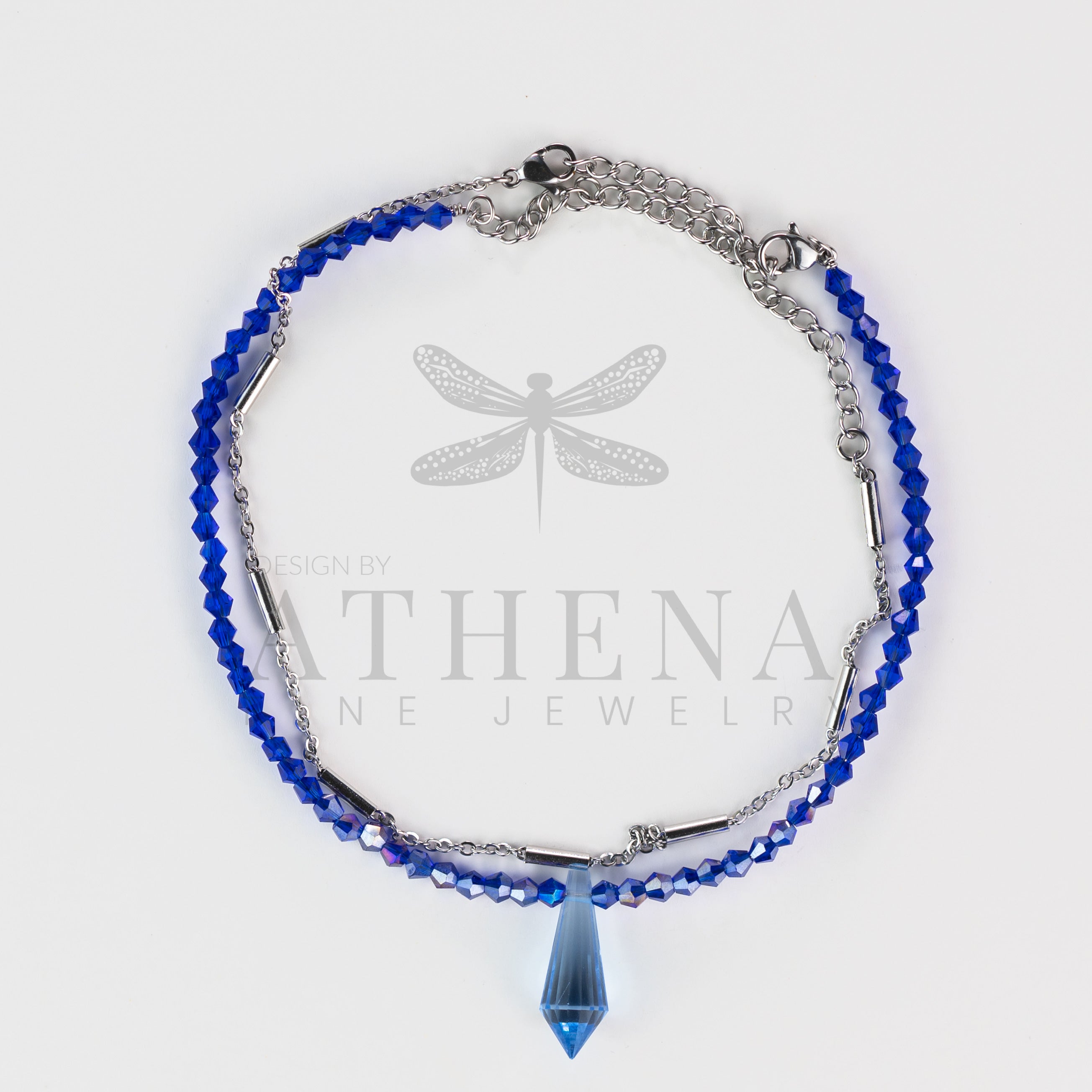 Sample Sale: Blue Pendulum Anklet Set in Stainless Steel