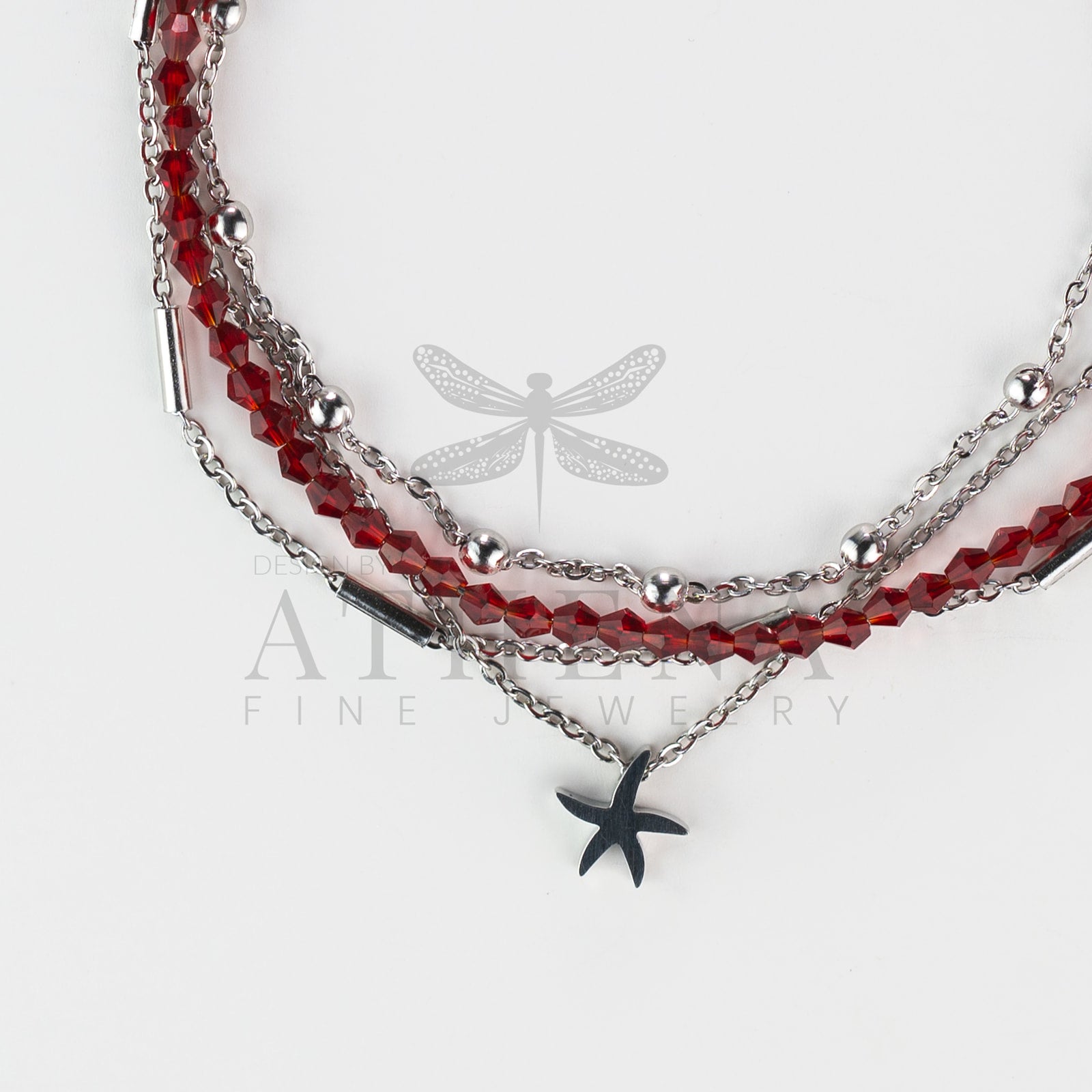 Sample Sale: Signal Red Half & Half Anklet in Stainless Steel