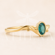 Teal Sapphire Engagement Ring in Yellow Gold | The Tide Ring