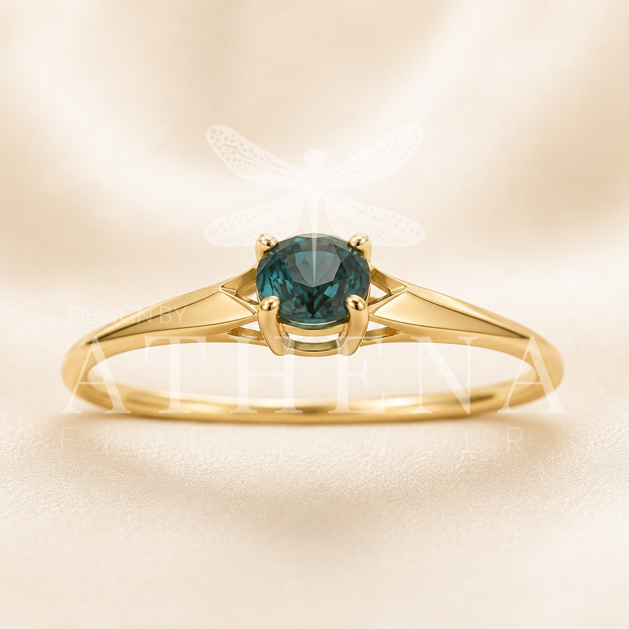 Alternative Engagement Ring in Yellow Gold – The Athena Spear Ring with Custom Sapphire