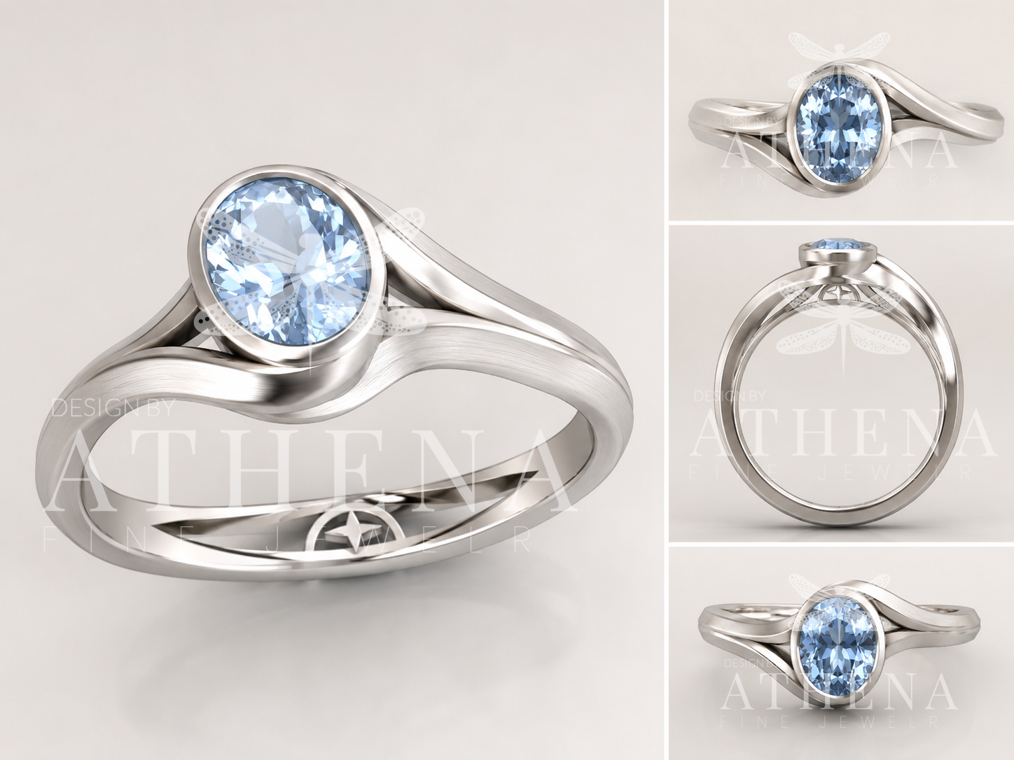 The Chosen Path Ring — Oval Lab Sapphire Engagement Ring with Sculptural Bezel Band