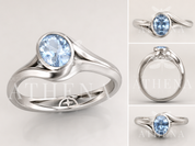 The Chosen Path Ring — Oval Lab Sapphire Engagement Ring with Sculptural Bezel Band