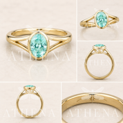 The Shared Horizon Ring — Oval Lab Sapphire Engagement Ring with Sculptural Split Band