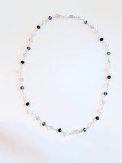 After Hours mixed faceted bead necklace with sterling silver wire and clasp