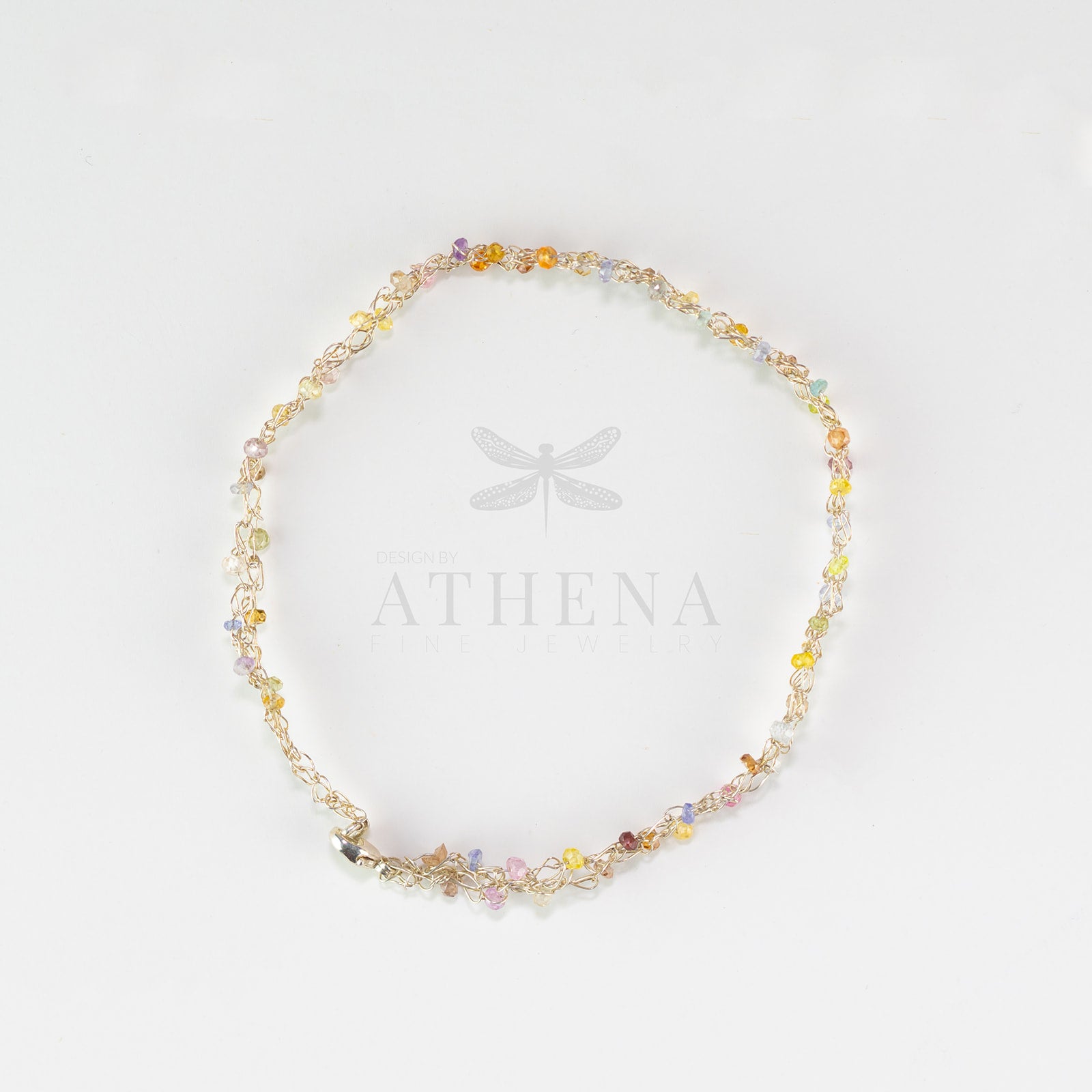 Sunscatter Anklet – Argentium Silver Crochet Anklet with Quartz Beads