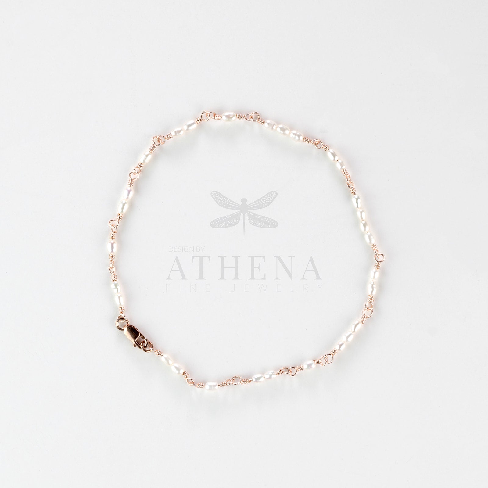 Pearl Cluster Anklet in Rose Gold Fill