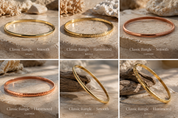 Handmade Bangle — Solid Brass or Copper | Hammered or Smooth
