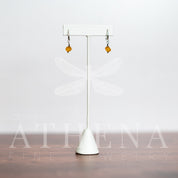 Yellow Cube Earrings | Sterling Silver Dangles | One-of-a-Kind Spring Accessories