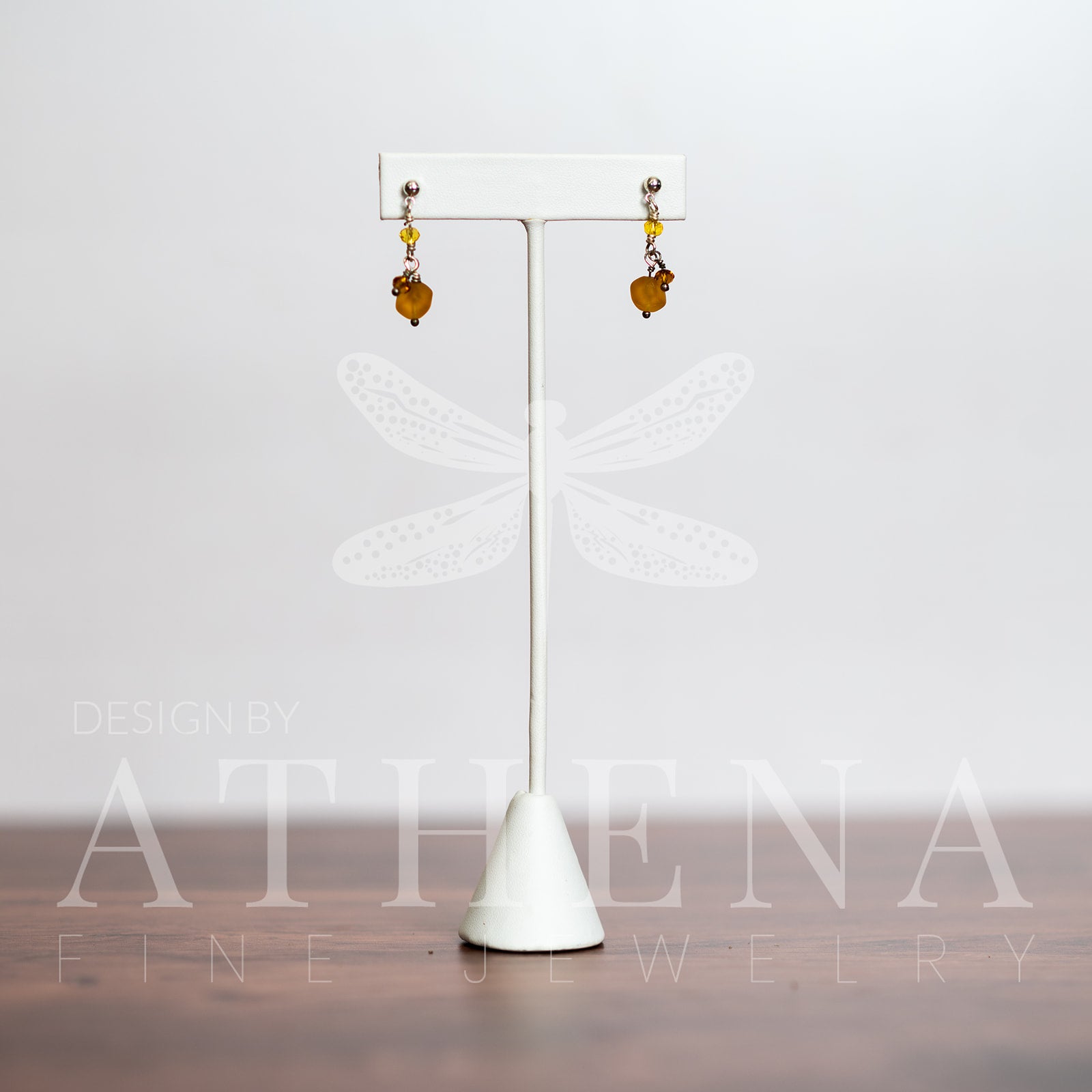 Yellow Cube Earrings | Sterling Silver Dangles | Handmade with Yellow Beads