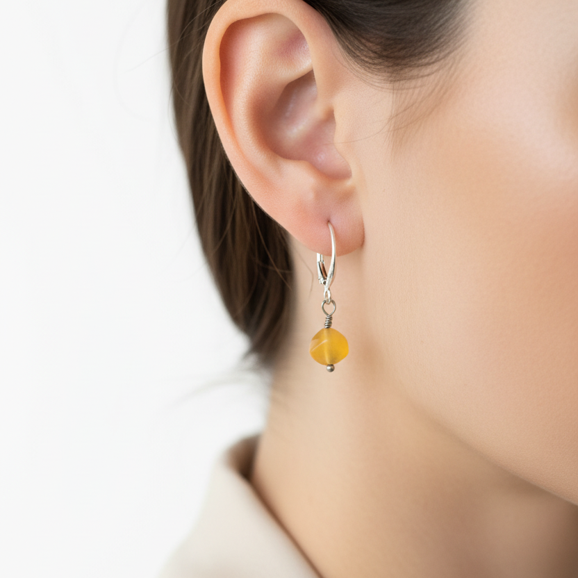 Golden Glow Sterling Silver Drop Earrings
