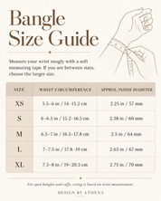 Design by Athena bangle size guide for XS through XL