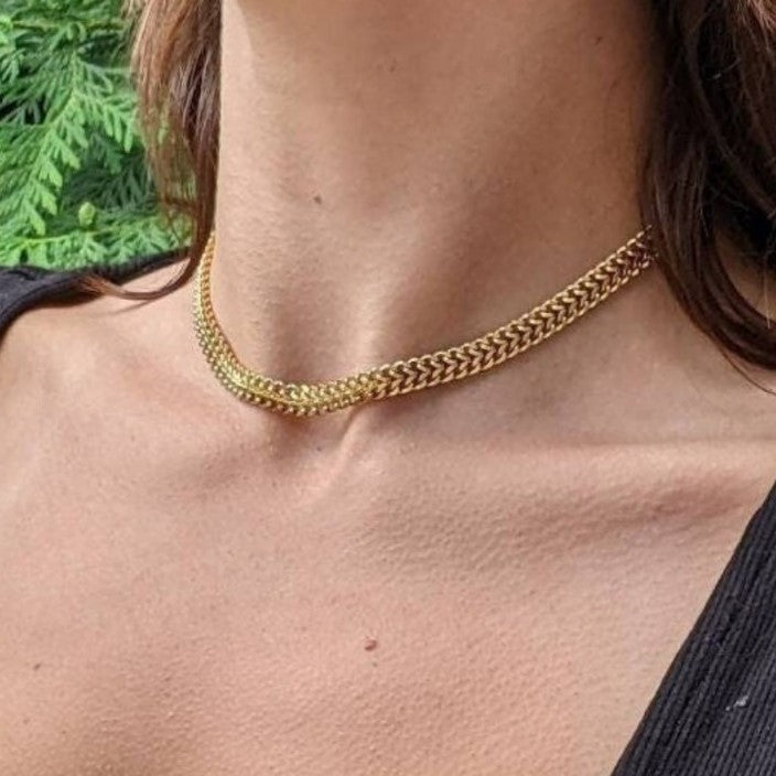Sample Sale: Double Curb Necklace in Stainless Steel