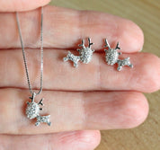 Cute Reindeer Earrings and Necklace