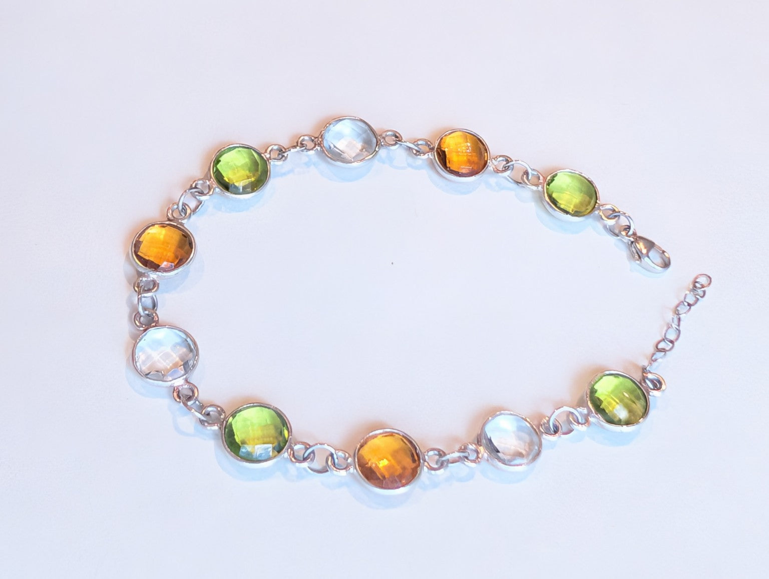 Here Comes Spring bracelet with citrine, peridot and clear quartz in sterling silver