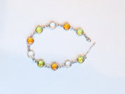 Sterling silver bracelet with faceted citrine, peridot and clear quartz gemstones