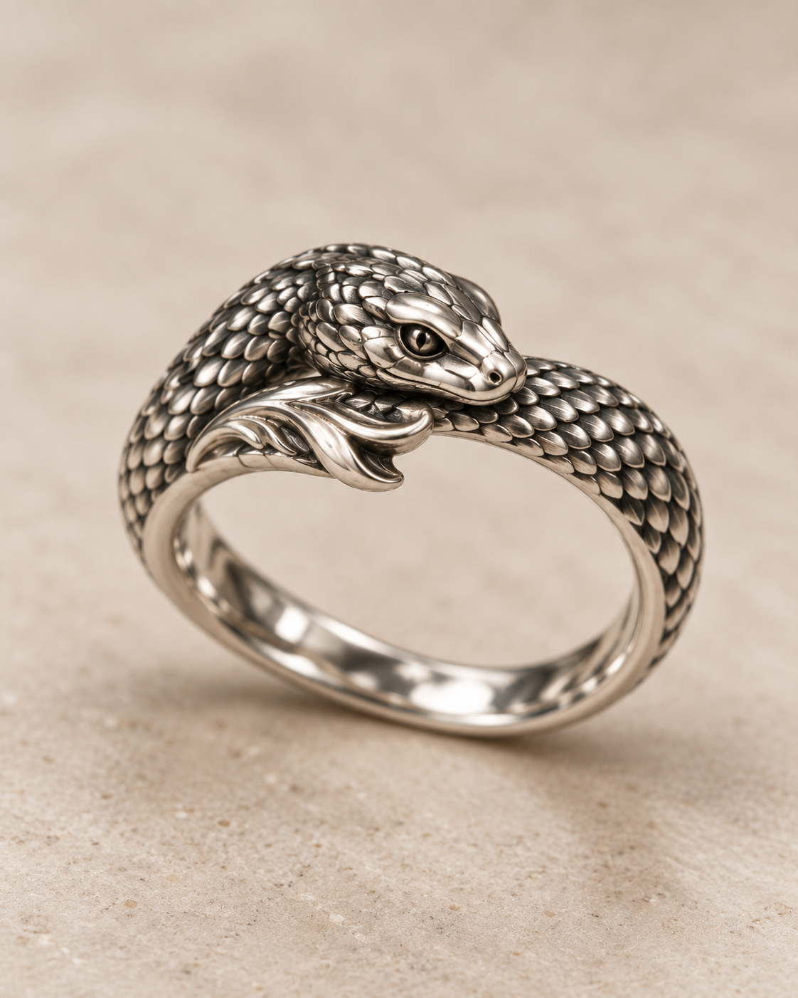 Medusa Serpent Coil Ring in sterling silver