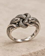 Medusa Serpent Knot Ring in sterling silver with intertwined snakes