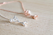 Reindeer and Pearl Necklace in Sterling Silver or Rose Gold Plated