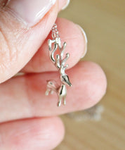 Standing Reindeer Figurine Necklace in Sterling Silver