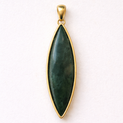One-of-a-kind natural jade pendant in solid 18K yellow gold with open-back bezel