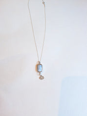 Adjustable 16 to 18 inch blue opal necklace in sterling silver