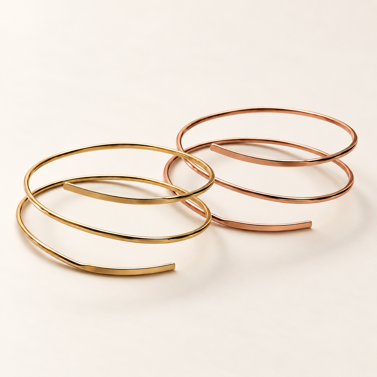 3-Wrap Open Bangle — Brass or Copper