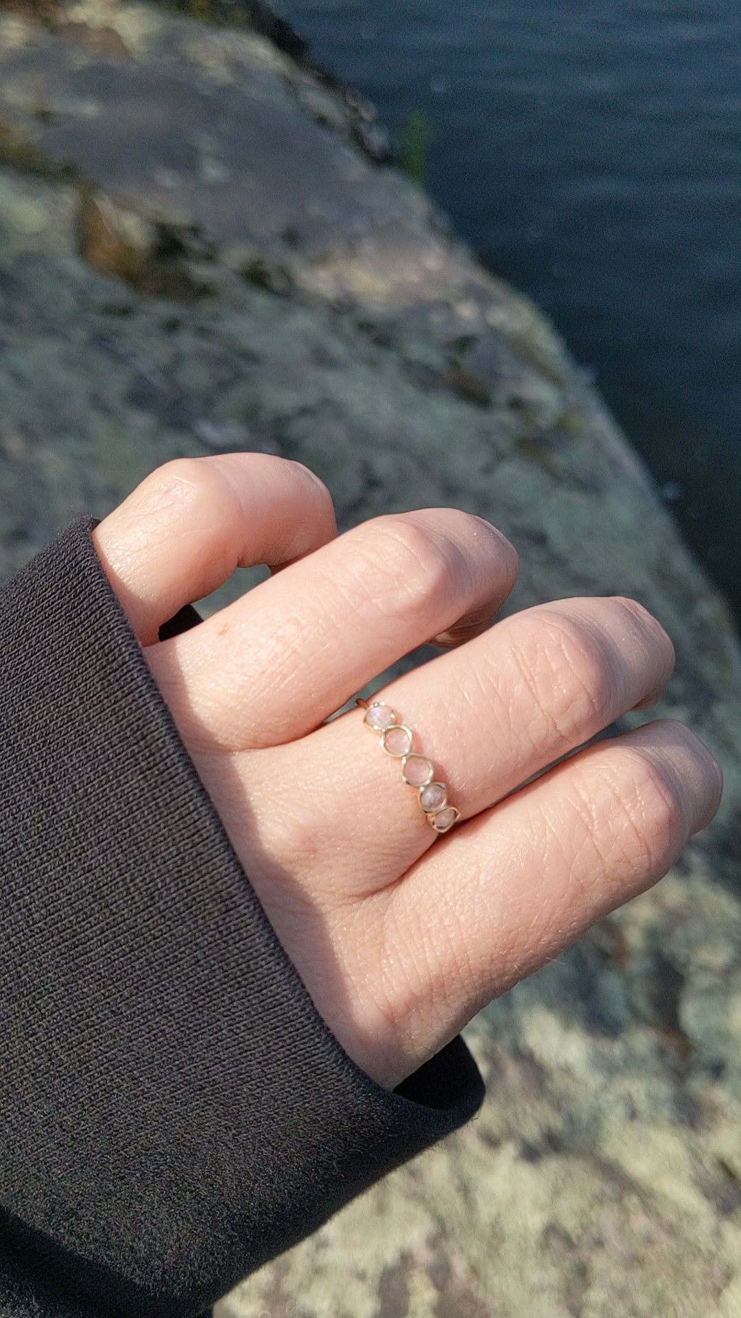 Moonstone Band Ring in 14K Yellow Gold