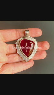 Real Leaf Pendant with Triangle Carnelian | Echoes of the Lake Collection