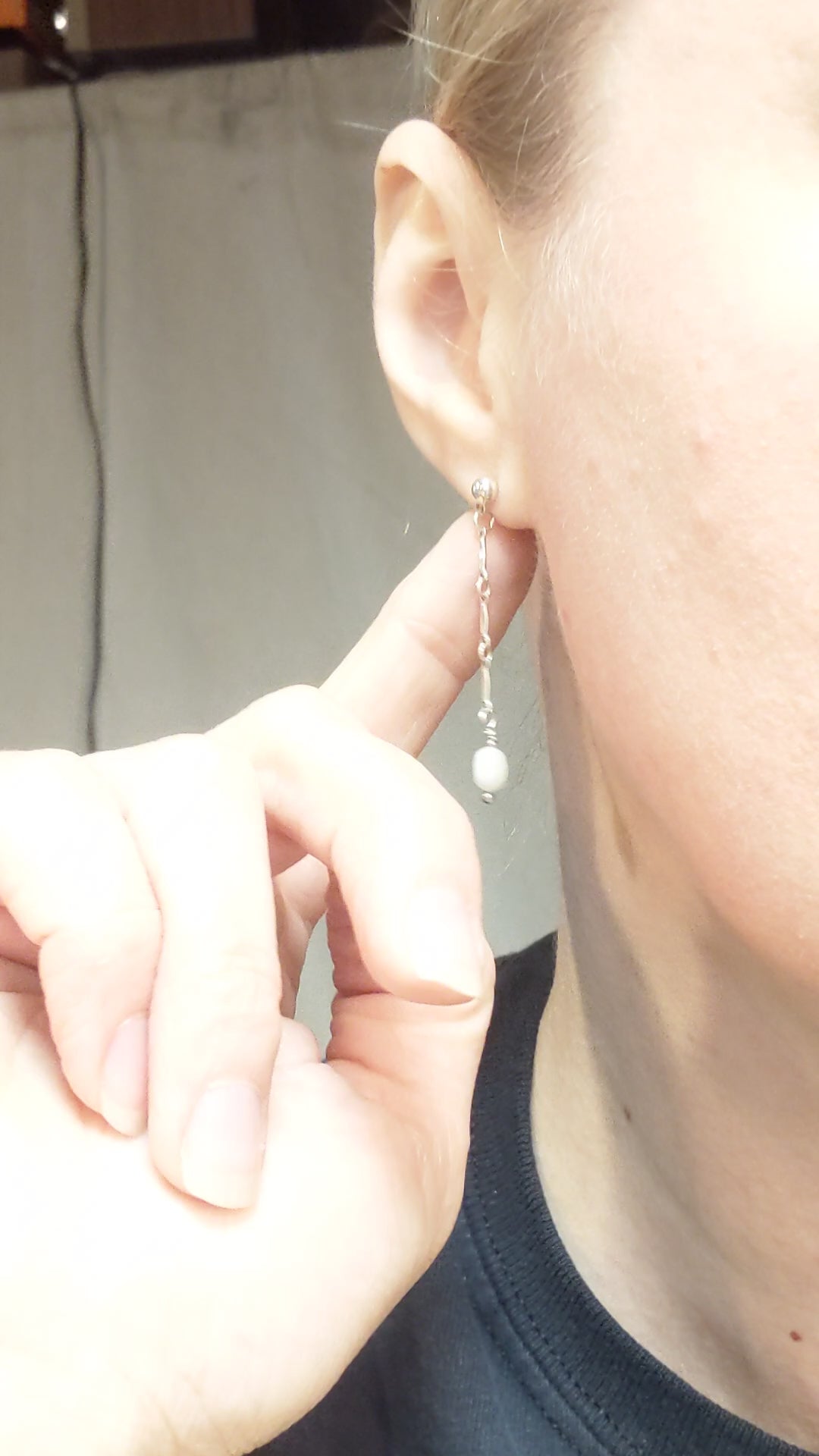 Bar and Link Pearl Earrings
