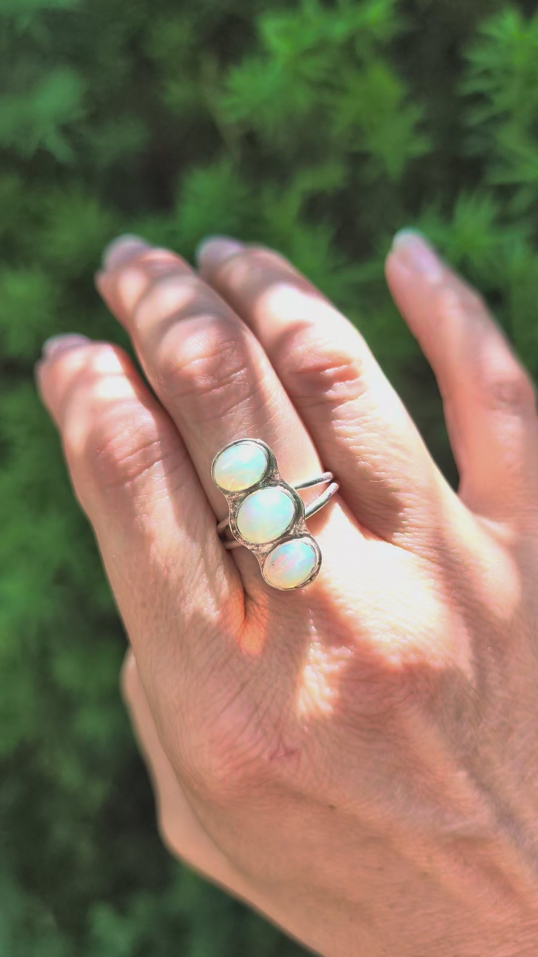 The Three Fates Ring – Three Opal Ring in Sterling Silver