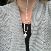 Pearl and Peruvian Blue Opal in Sterling Silver Y Necklace