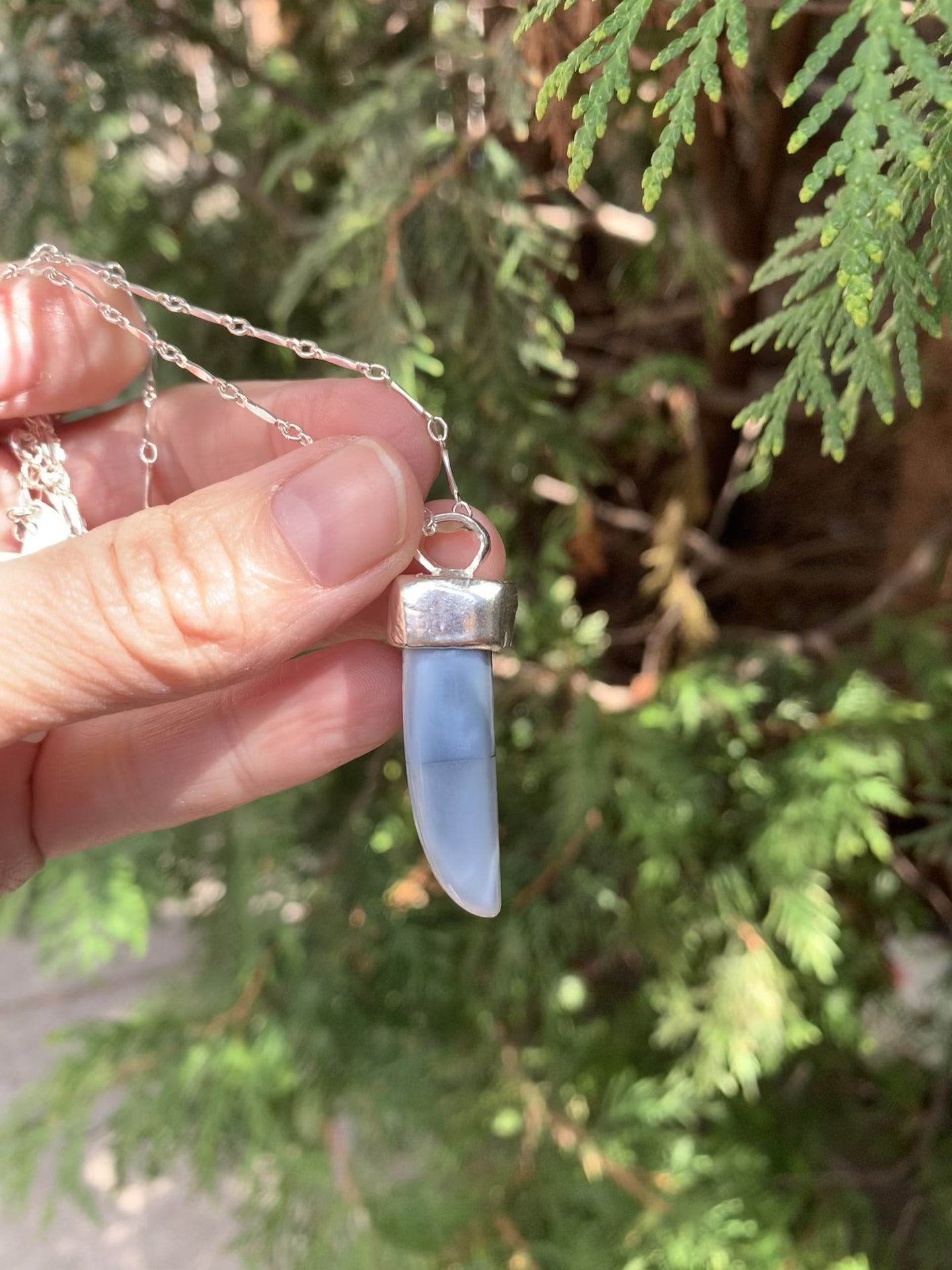 Blue Opal Necklace | Handcrafted Sterling Silver Pendant | Unique Gemstone Jewelry
