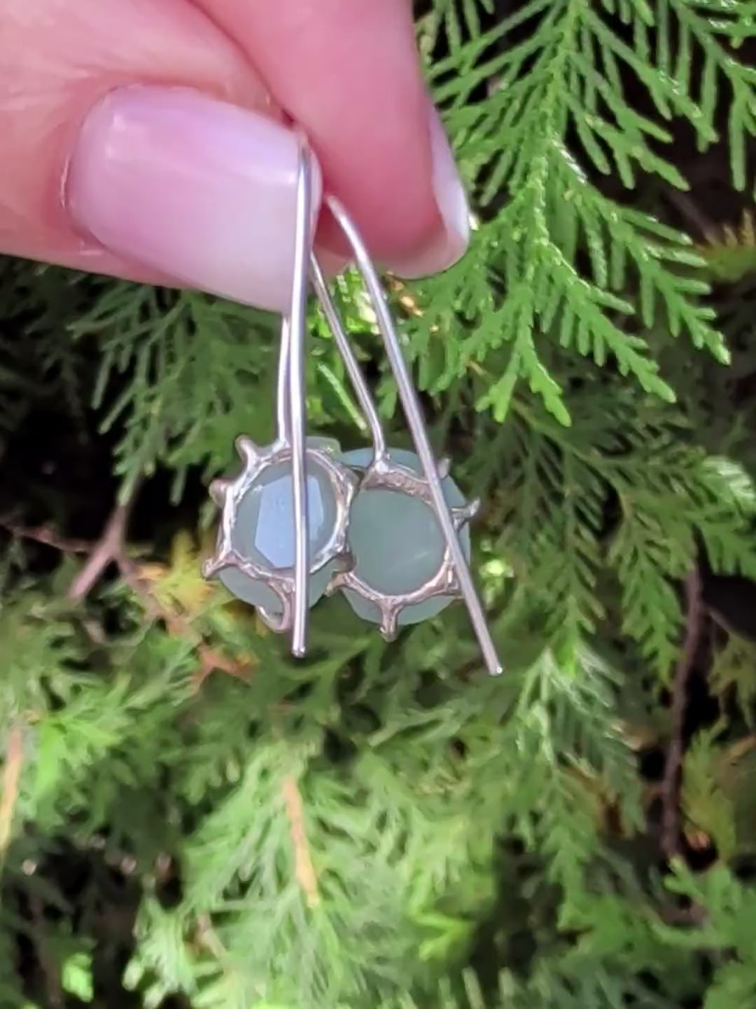 Tidal Grace Earrings – Aquamarine Beryl, Sterling Silver | Pair B