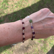 Garnet on Silver Bracelet | Handcrafted Garnet Coin Beads | Sterling Silver Jewelry