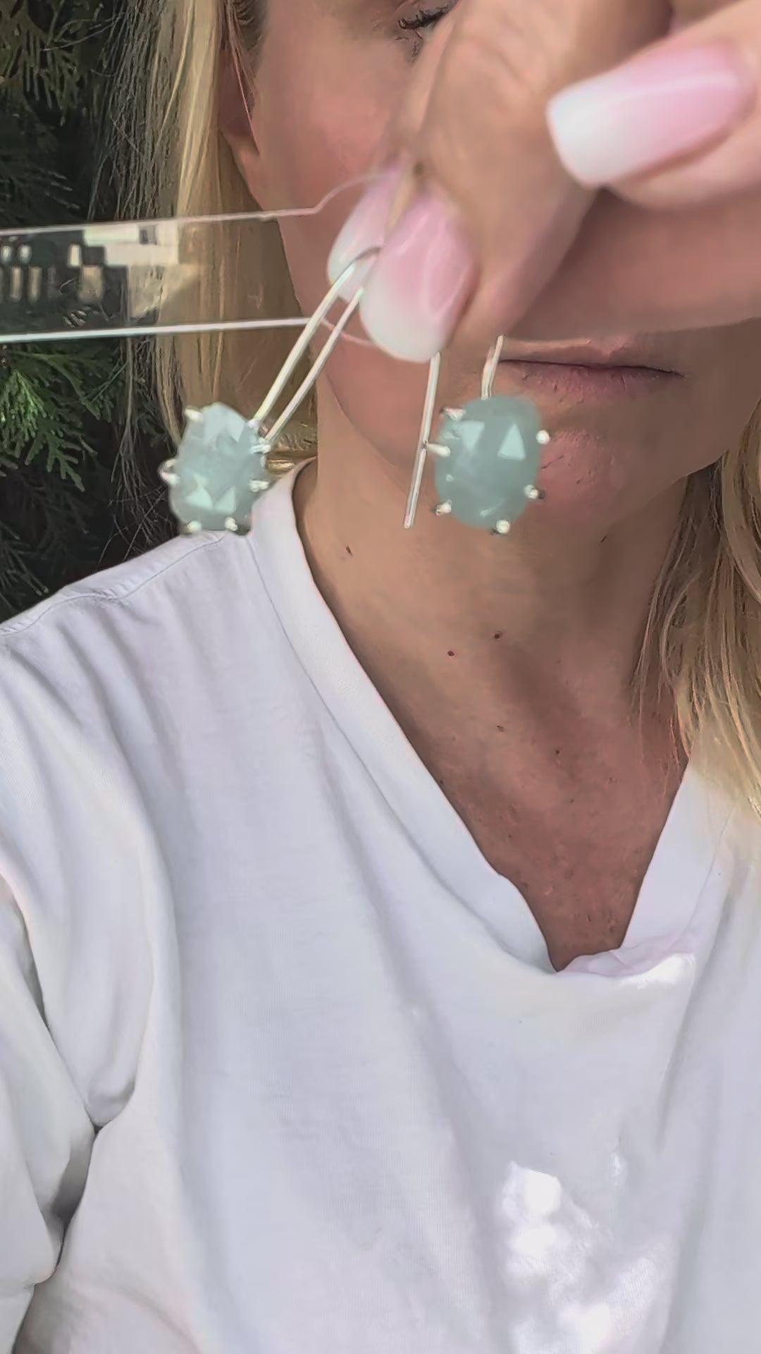 Tidal Grace Earrings – Aquamarine Beryl, Sterling Silver | Pair B