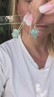 Tidal Grace Earrings – Aquamarine Beryl, Sterling Silver | Pair B