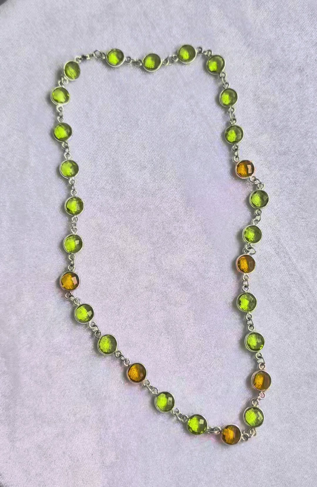 Peridot and Citrine Necklace in Sterling Silver