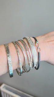 Infinity Bangle Bracelet with Chrysoprase — Oxidized Sterling Silver 4mm Cuff