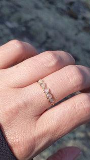 Moonstone Band Ring in 14K Yellow Gold