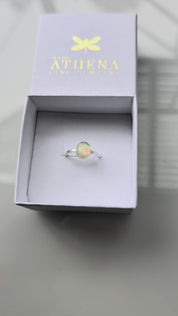 Fire Opal Ring in Sterling Silver – Handcrafted Oval Opal Ring